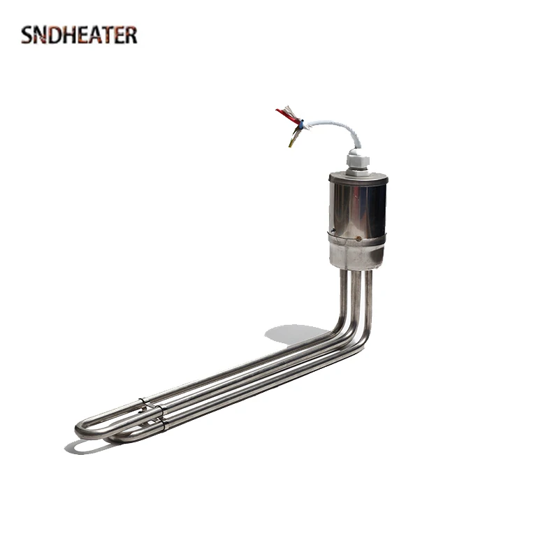 SNDHEATER AC 220V 3000W Electric Solar Ten Heater 58MM Diameter Caliber Right Angle Tubular Heating Element 330MM for Water Tank