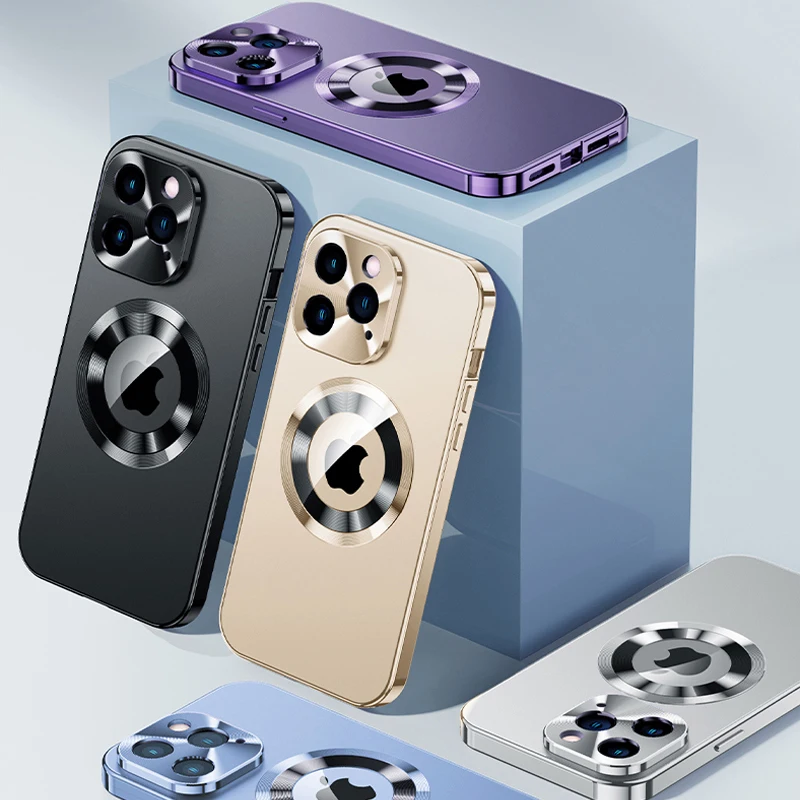 Original Magnetic Anti-Peeping Privacy Case For iPhone 16 15 14 13 12 Plus Pro Max Camera Lens Protection Hole Logo Shell Cover
