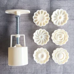 Molde de pastel de Luna en forma de flor, prensa de plástico, cortador de galletas, herramienta para hornear, presión manual, bricolaje, Fondant, pastel de Luna, 50g, 6 piezas por juego
