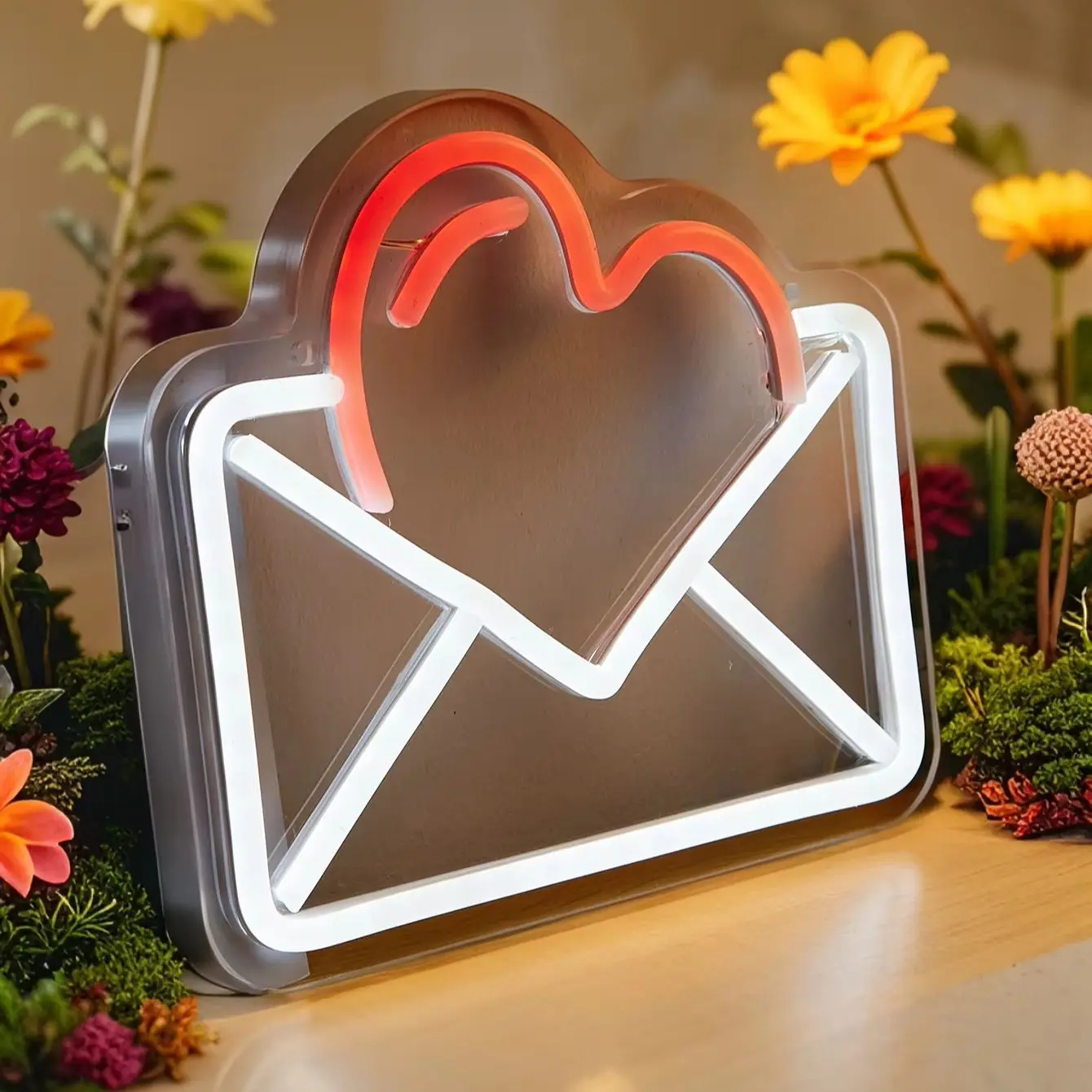 Chi-buy LED Neon Envelope USB Powered Neon Signs Night Light 3D Wall Art Bedroom Living Room Decor Lamp Signs