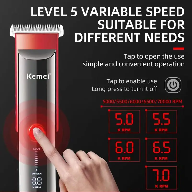 Profesjonalna maszynka do strzyżenia włosów Kemei elektryczna maszynka do strzyżenia włosów LED z baza do ładowania KM-5016 do strzyżenia włosów