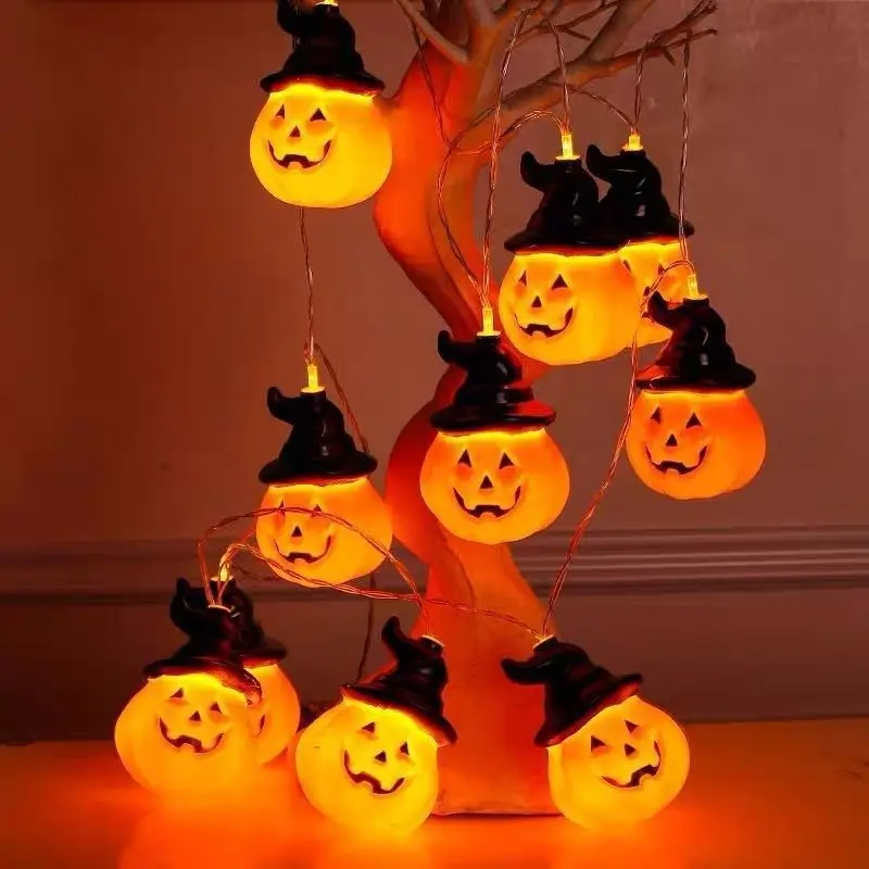 Halloween Decorations Lights Pumpkin String Lights Pumpkin Lantern Lights Halloween Home Party Yard Wall Door Decor Lights 710