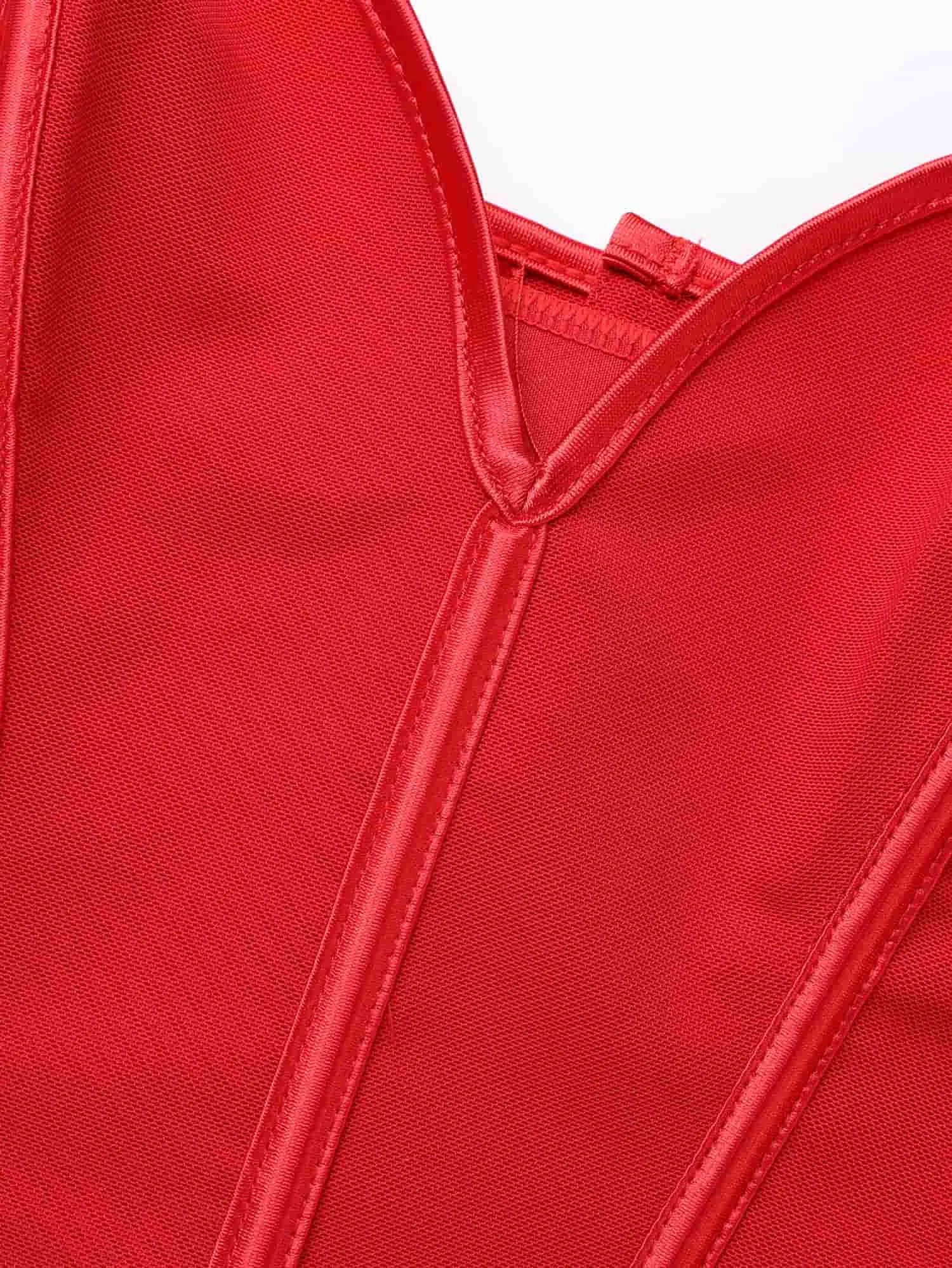 Damen trägerloses Sweetheart-Ausschnitt-Korsett-Top aus festem Webstoff mit Schnürung am Rücken, ohne Polsterung. – Detail 16