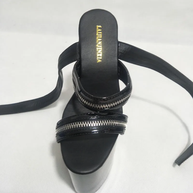 

Crossdressing Shoes 20cm Gothic Peep Toe Strip Pole Dance Heels Exotic Sexy Fetish Shoes 8Inch Catwalk Flock Elegant large size