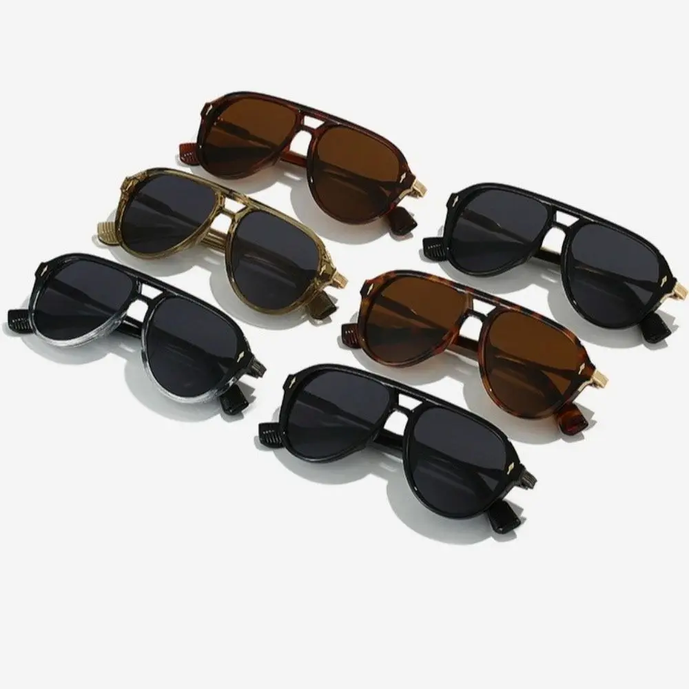 

UV Protection Big Frame Square Sunglasses UV400 Punk Pilot Sun Glasses Double Beam Retro Eyewear Photography