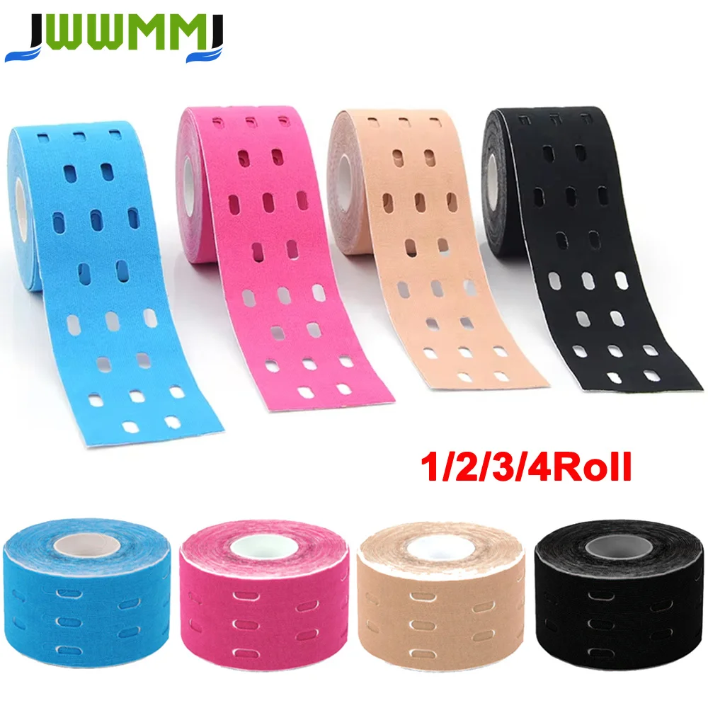 1/2/3/4 Rolle Kinesiologie-Tape, atmungsaktives elastisches Sporttape zur Schmerzlinderung und Muskelunterstützung