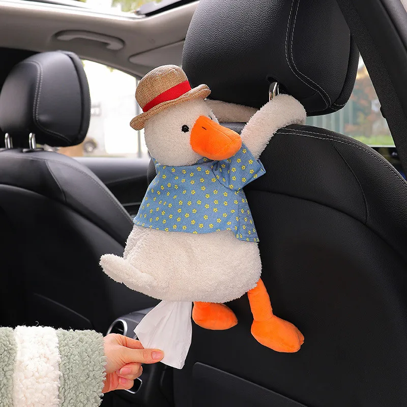 Caja de pañuelos de culo creativa de pato, servilletero de papel suave de dibujos animados, cajas de papel de animales lindos para coche, servilletero encantador para asiento de coche