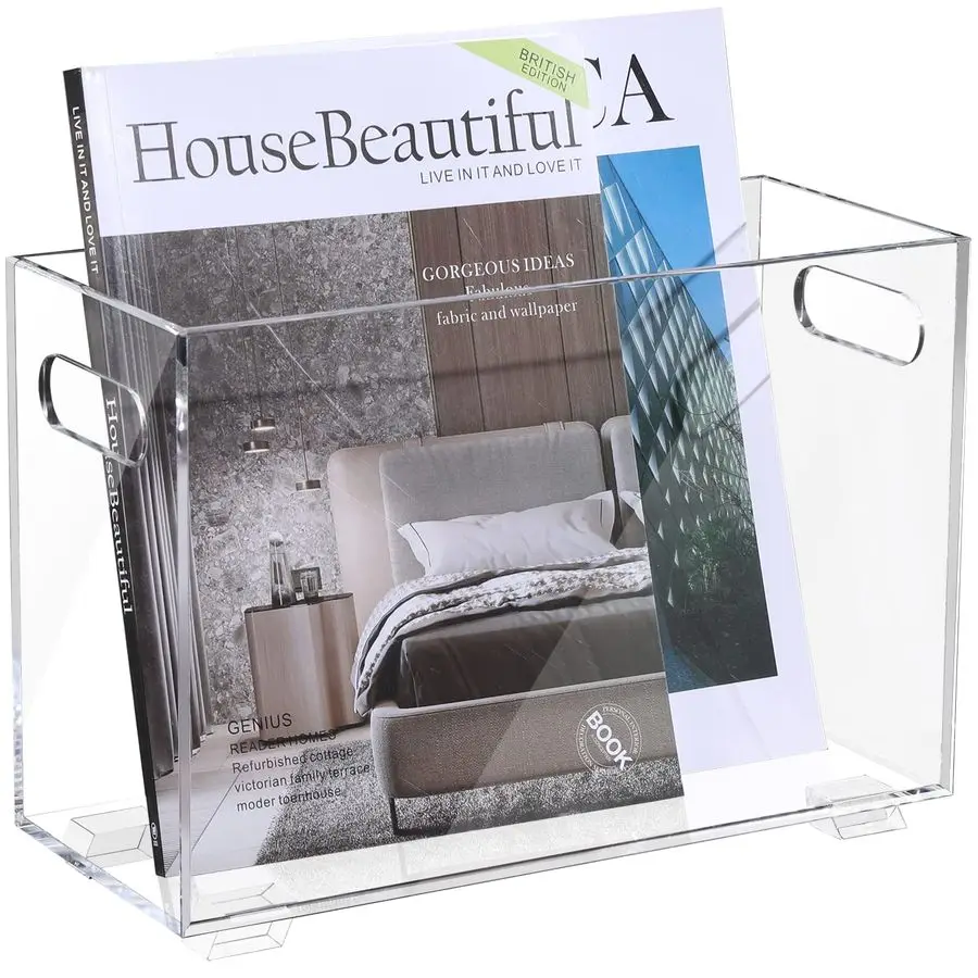

Clear Acrylic Magazine Holder,Space Saving Magazine Rack, Book Basket, Storage Organizer Bin for Living Room, Bathroom, Home Off