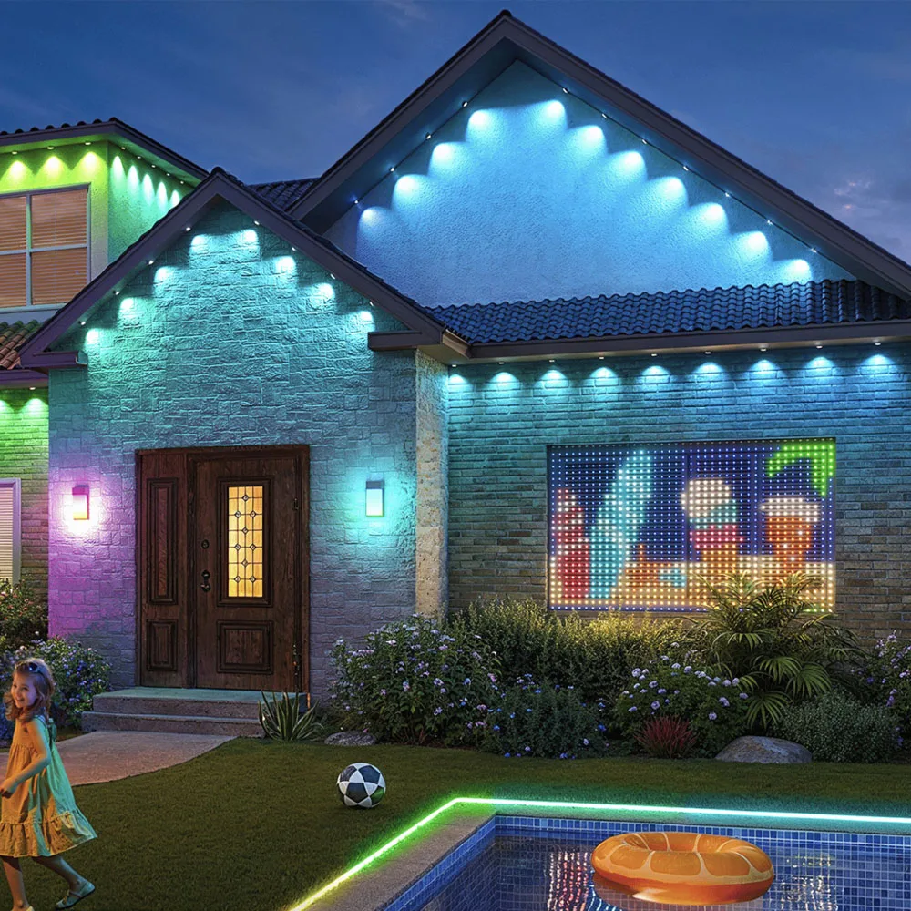 أضواء الطنف الذكية 30M RGB أضواء دائمة خارجية APP التحكم DIY أنماط Alexa Google Home لعيد الميلاد والهالوين