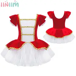 Bambini ragazze Halloween Christmas Dress Circus Cosplay Performance Costume manica corta paillettes Mesh Princess Tutu body Dress