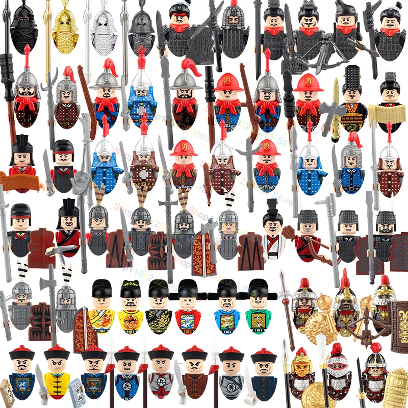 Chinese Figures Ancient Building Blocks Qin Han Ming Qing Dynasty state Emperor Officials Soldiers Historical War Figures Toys