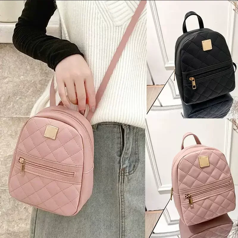 Backpack Women PU Leather Shoulder Small Backpack Multi-Function Ladies Phone Pouch Pack Ladies School Backpack Bags for Women
