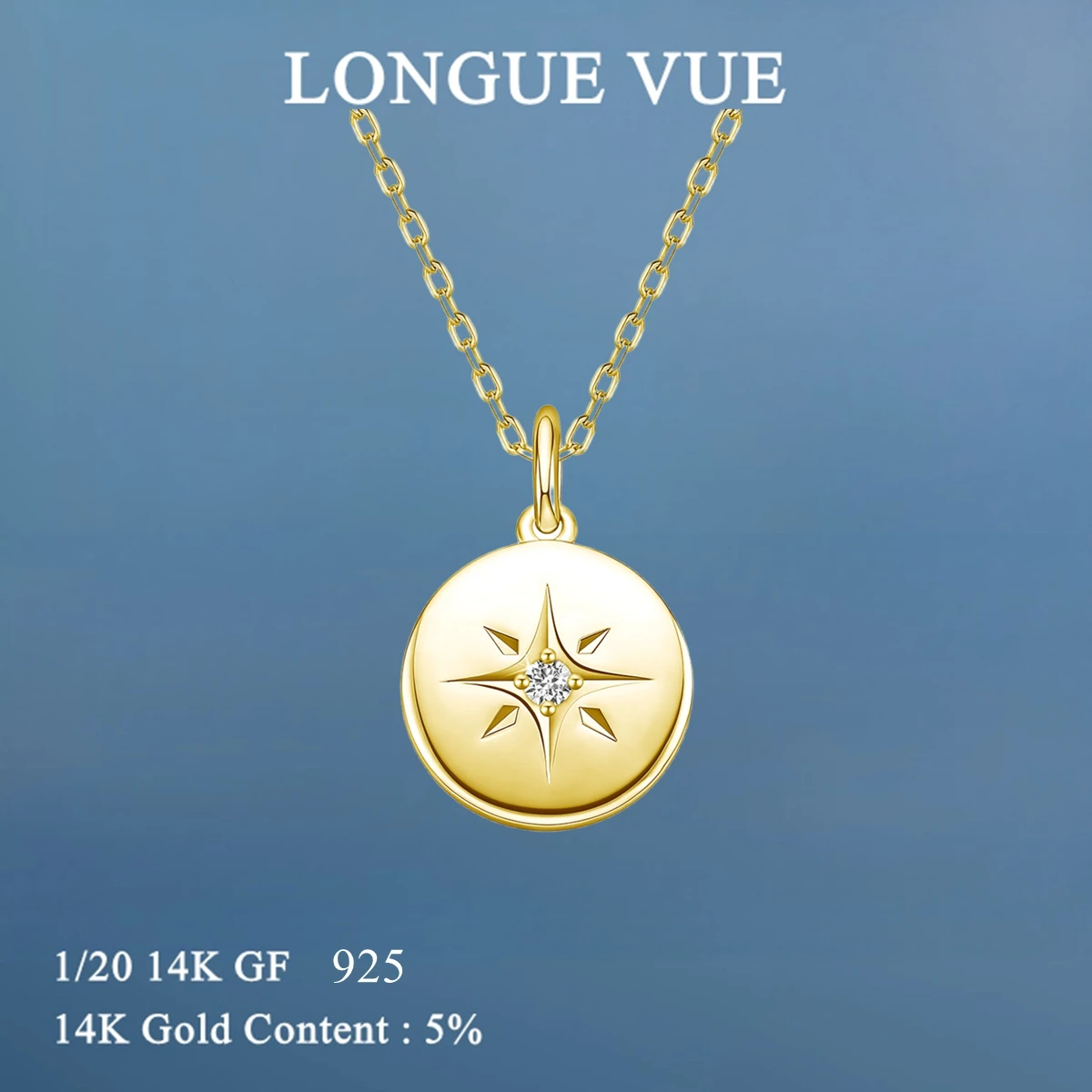 

Ожерелье с подвеской-монетой из золота 14K с муассанитом, цепочка на ключицу для женщин, ювелирное украшение для дня рождения/вечеринки