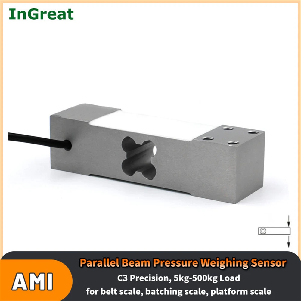 AMI Weighing Pressure Sensor Single Point Load Cell Platform Scale Aluminum Alloy Frame Scale Parallel Beam 5-500kg OIML C3