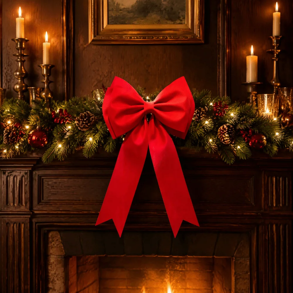 New Extra Large Christmas Velvet Bow Hanging Delicate EVA Bowknot Pendant Handmade Elegant Tree Decorations Front Door