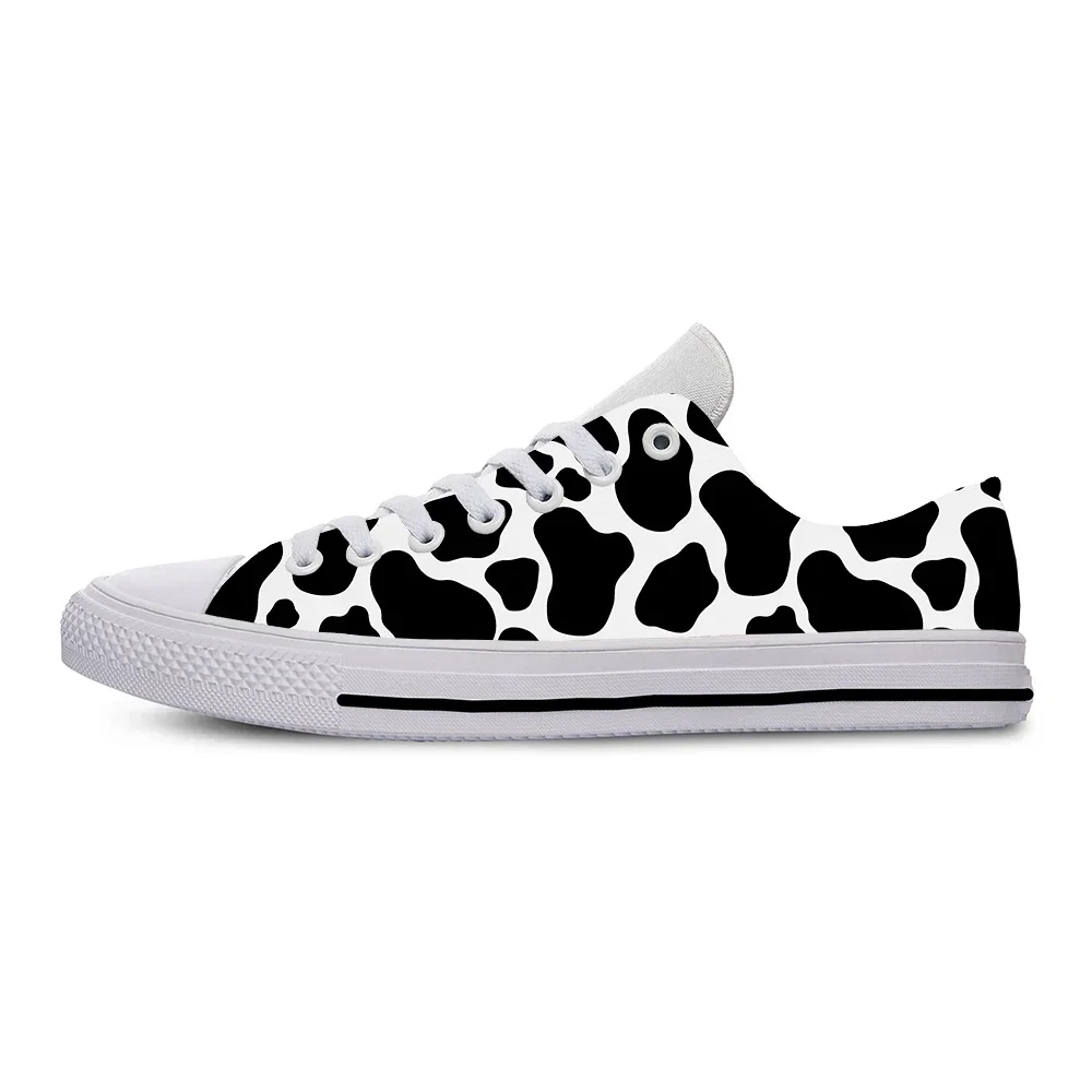 Hot Cool Cow Print Aesthetic Animal Funny Cute Fashion Casual Cloth Shoes Low Top Men Women Female Sneakers Latest Board Shoes