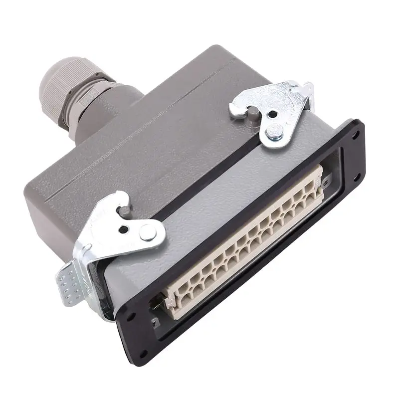 

AT13 Rectangular H24B-He-024-1 Heavy Duty Connectors Power 24 Pin Cores Line 16A 500V Screw Feet Aviation Plug Socket