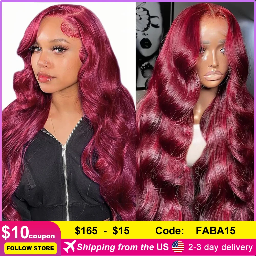 

Burgundy Body Wave Human Hair Lace Front Wig 13X4 HD Burgundy Body Wave Brazilian Free Part Human Hair Wig With Baby Hair