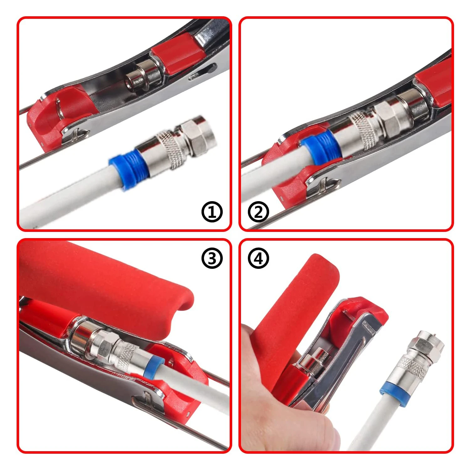 Coaxial cabo Crimper Tool Kit, Conjunto de ferramentas de compressão coaxial, Coax Stripper com conectores F, RG6, RG59, 20pcs