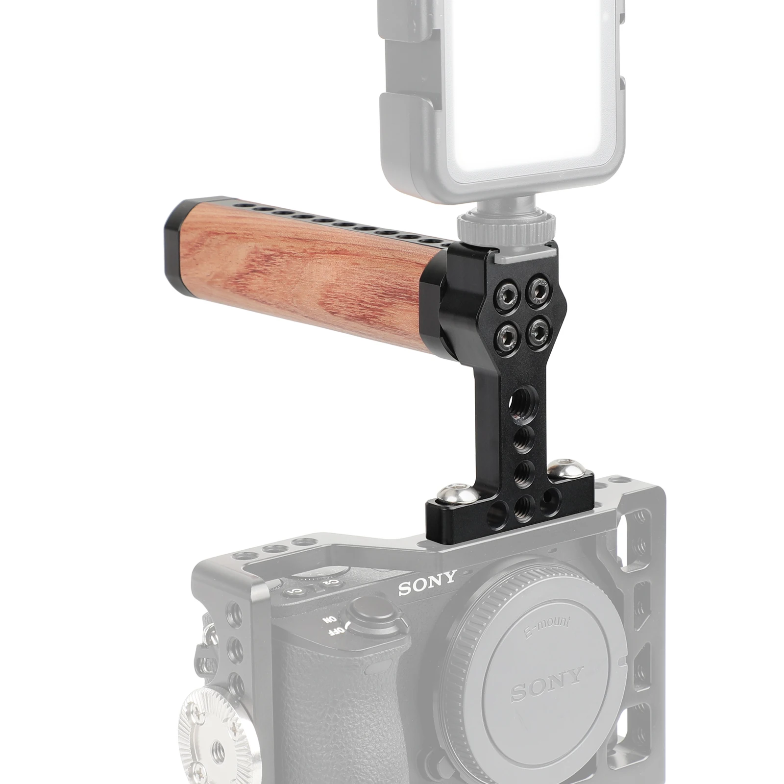 Punho de madeira do punho do queijo da parte superior de hdrig com montagem fria da sapata & 1/4 holes-20 & 3/8 "-16 furos de montagem para gh5, gaiola de 5dmarkii