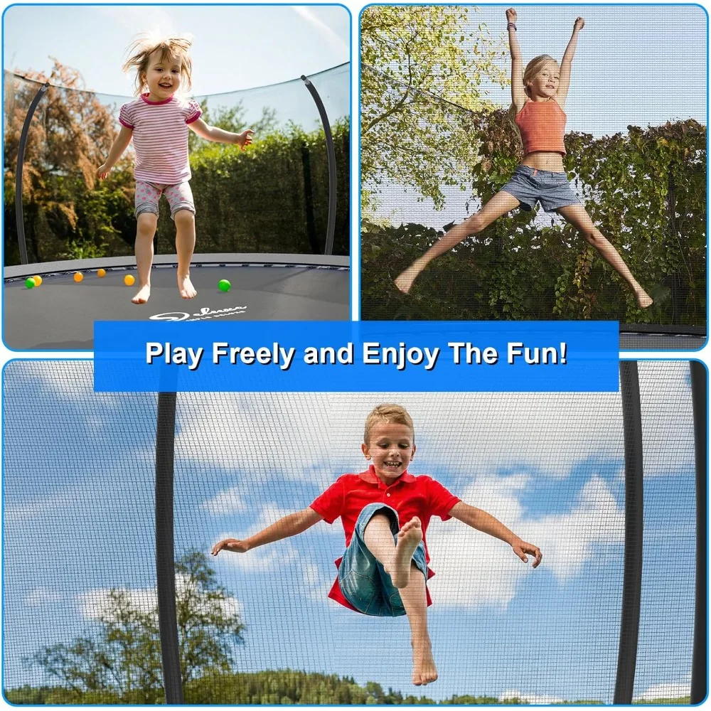 12FT Trampoline Secure Fun for Kids and Adults Recreational Trampolines Complete with Safety Enclosure Wind Stakes