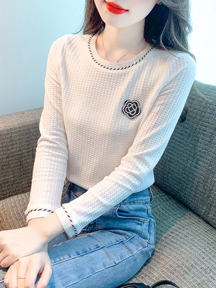 

Chic Knitted Long Sve Base irt Women's Autumn Winter Spring Faion Small Fraance Sle Inner Wear Top Korean Version ...