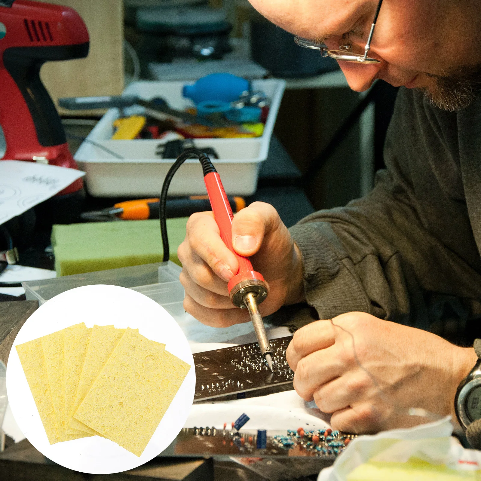 30 قطعة إسفنجة لحام لتنظيف رأس اللحام إزالة بقايا القصدير دائم مقاومة درجات الحرارة العالية توسيع تنظيف الإسفنج #2