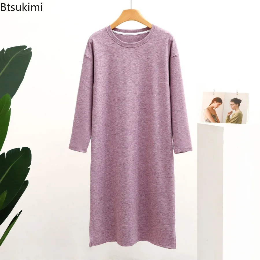 2025 Women's Thickened Velvet Sleepshirts with Long Sleeve Plus Size One-Piece Pajamas Vestidos Mujer Plus-Length Night Dress