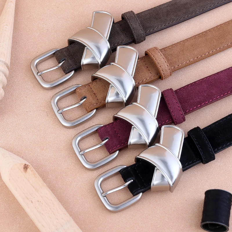 黒のプレミアムデザイナーシンプル本革スエードレザーウエストベルト女性用卸売ジーンズストラップエレガントレディース牛革ウエストバンド