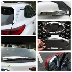 For Hyundai Kona 2018 2019 2020 Accessories Rear Window Louvers Cover Trim Rearview Turning Mirror Cover Frame  Windscreen Rain