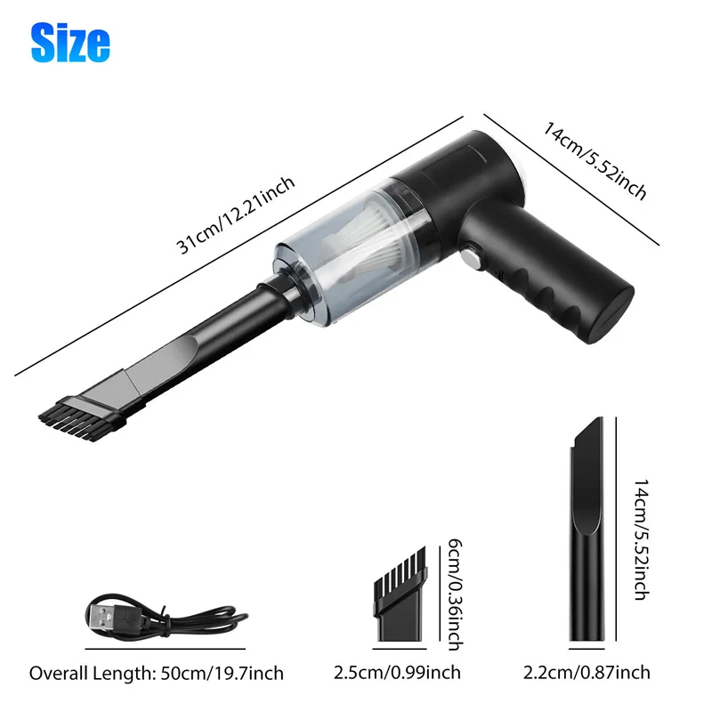 2 In 1 Wireless Handheld Car Vacuum Cleaner Dual Use 120W High Power Long Nozzle Home Vacuum Cleaner