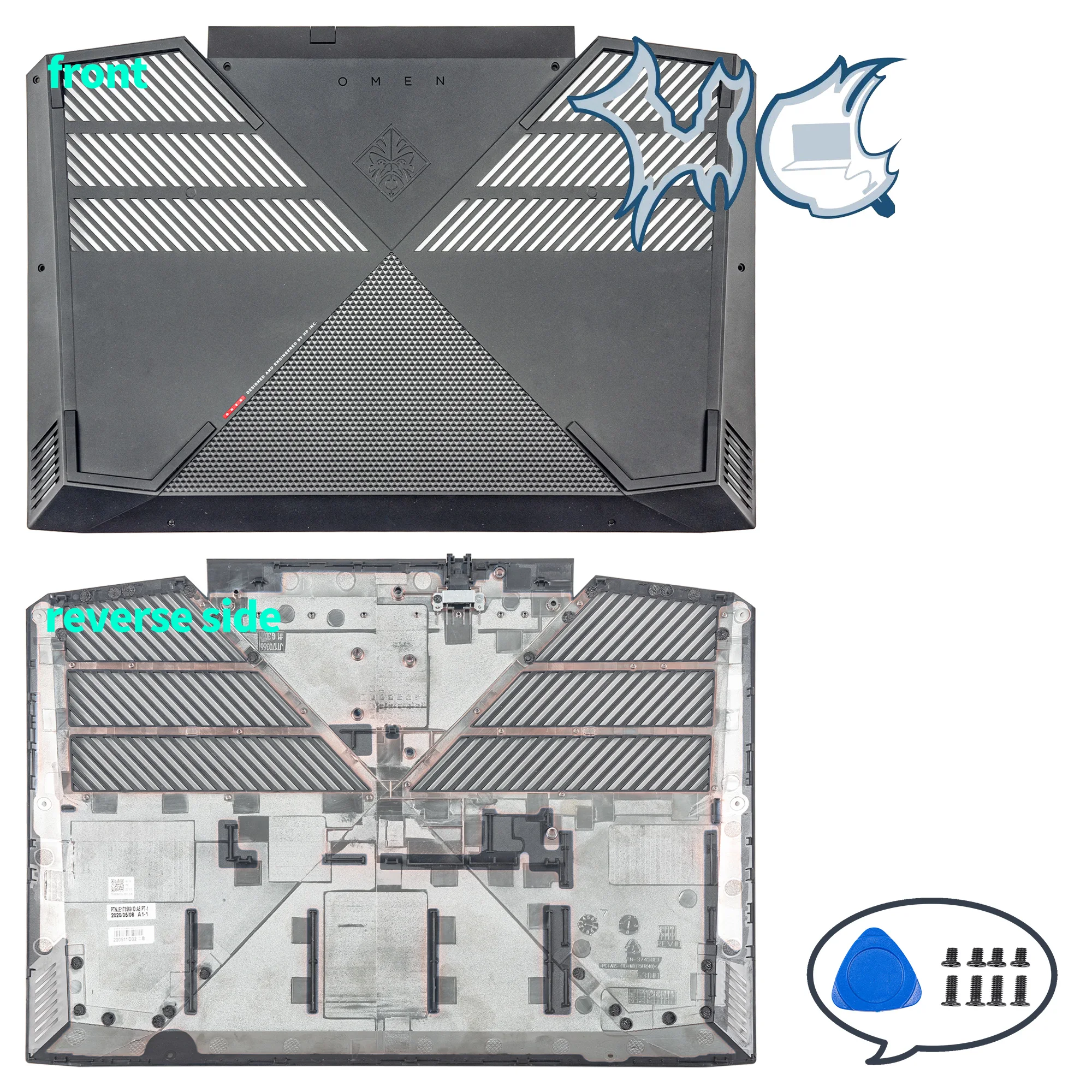 Imagem -06 - Laptop Top Back Case para Omen 15-dc Tpn-q211 15-dc1055tx Tampa Traseira Lcd Palmrest Tampa Inferior da Caixa Preto Dobradiça de Saída de ar Novo