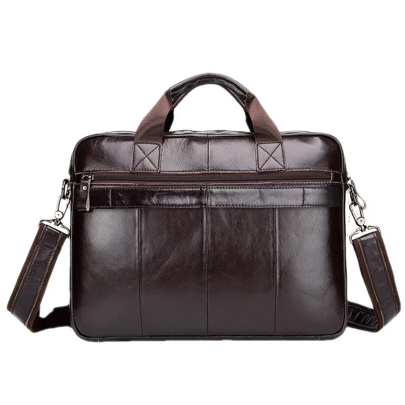 Maleta de couro real vintage para homens, bolsa de ombro de grande capacidade, bolsas mensageiro, bolsa de mão de luxo masculina, laptop 14 in