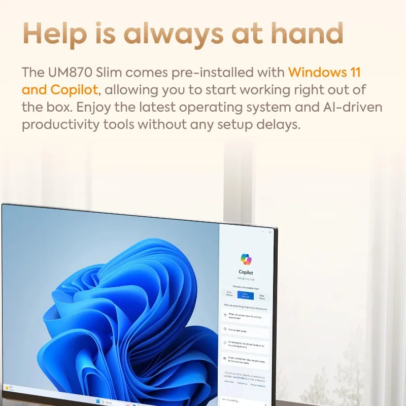 MINISFORUM UM870 Slim Ryzen 7 8745H Мини-ПК с окнами 11 Pro DDR5 5600 МГц Wi-Fi6E Трехдисплей HDMI2.1 Настольный игровой компьютер