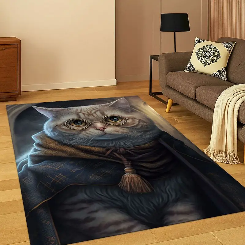 Cute Cat Kitten Cartoon Carpet Rug for Bedroom Living Room Sofa Playroom Doormat Home Decor,Kid Game Area Rug Non-slip Gift