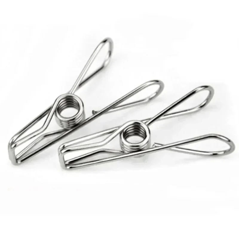 20pcs Stainless Steel Clips Clothes Photo Paper Peg Pin Hook Clothespin Home Decoration Set Household Storage Kitchen Organizer