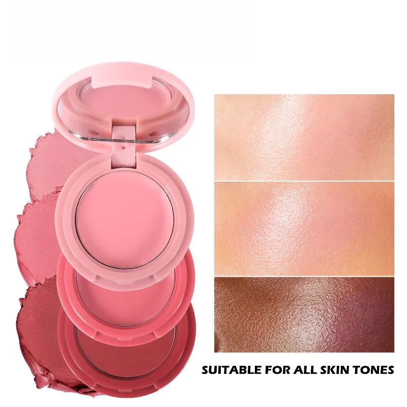3in1 Natural Blush Palette Blush Tray Folding Multi-color Lip Mud Eyeshadow Multifunctional Face Makeup Palette เครื่องสำอางหญิง