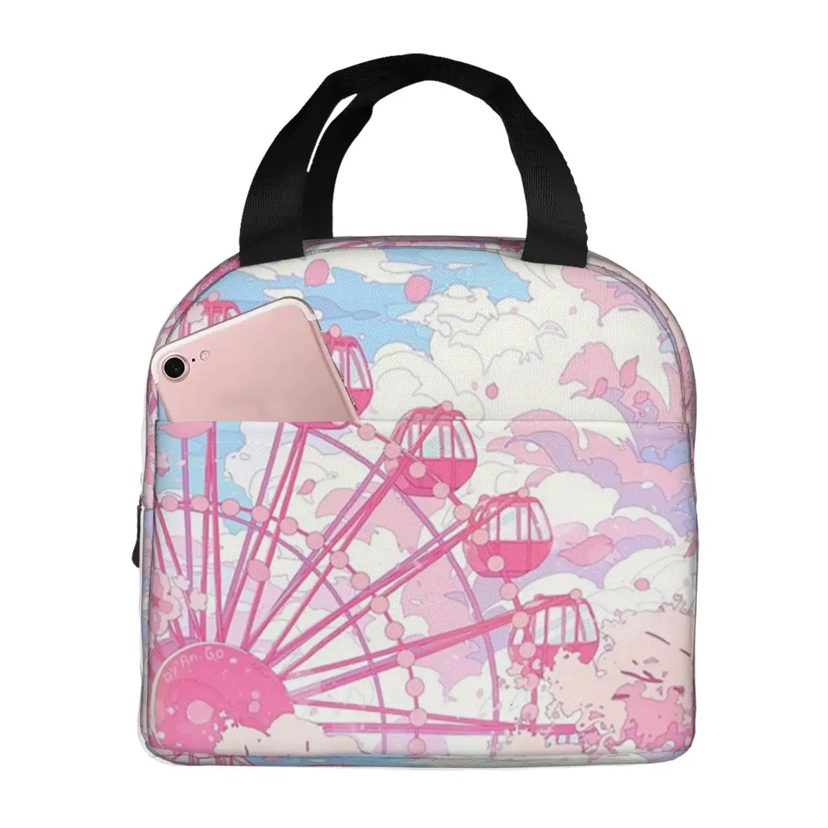 One Urban Ferris Wheel Pattern Insulated Lunch Bag for Women Office Cooler Thermal Food Box Tote Leakproof Lunch Boxes Container