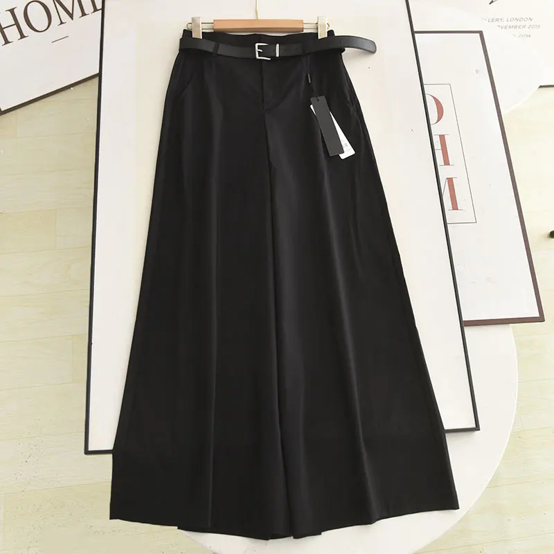 

Утягивающие черные широкие брюки, лето 2023, новый дизайн, сенсационный пояс, женские модные повседневные брюки, тонкая модель