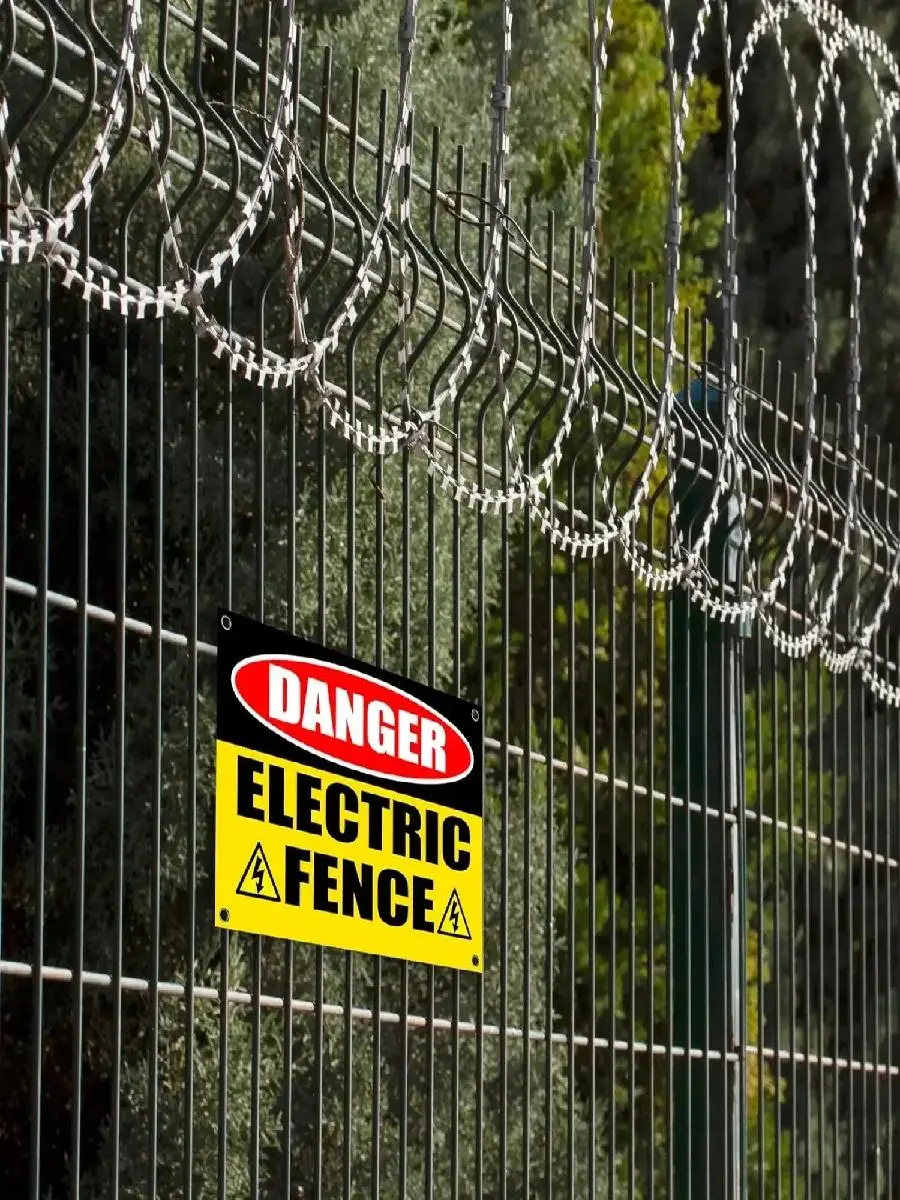 Metal Sign Danger Electric Fence  Aluminum Safety Warning Sign Easy to Install Perfect for Home Decor Wall Decor and Safety Meas