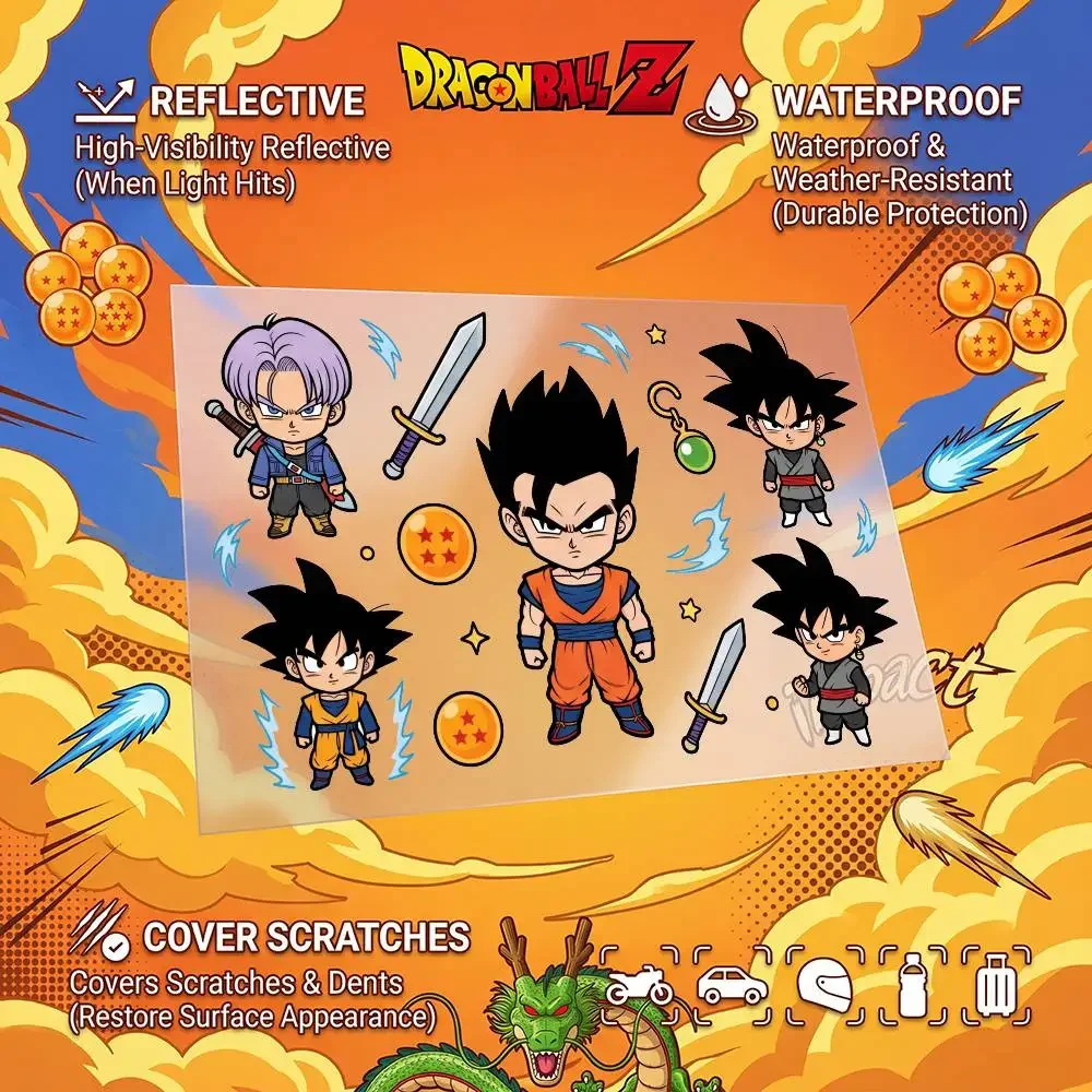 

DRAGON BALL Goku All Purpose Reflective Waterproof Scratch Blocker Decal Car Bike Helmet Cup Refrigerator Decorative Stickers