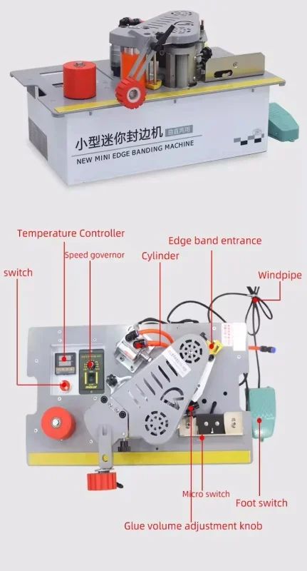 for DIY mini portable hand manuel edge bander solid wooden board MDF melamine pvc paste portable edge banding machine for sale