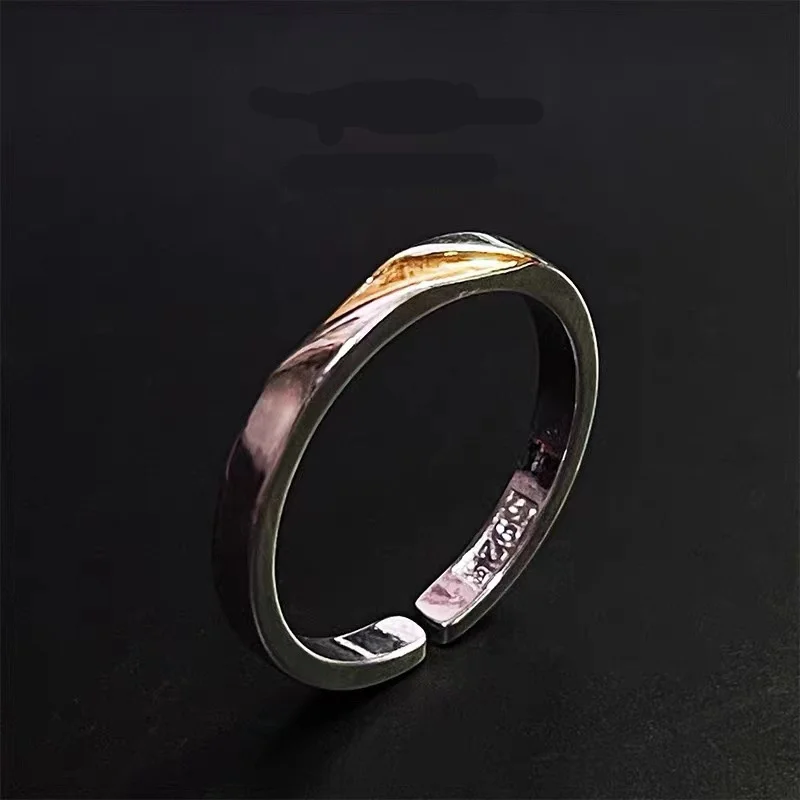 Exquisite Trendy Gold Mark Ring Male Opening Finger Accessories Trendy S925 Ring Men Silver Jewelry Gift For Friend