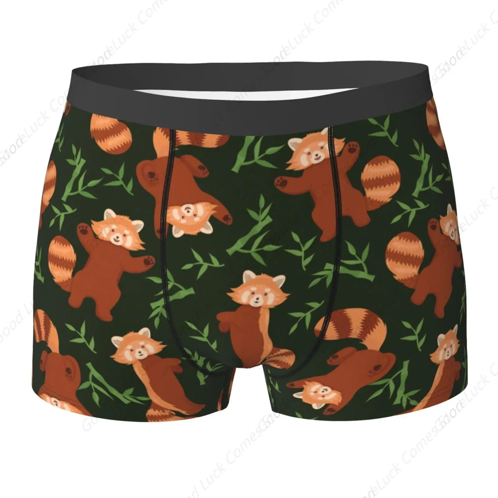 

Red Panda and Bamboo Leaves Pattern Men's Underwear Boxer Briefs Soft Stretch Underpants Trunks for Gift Small