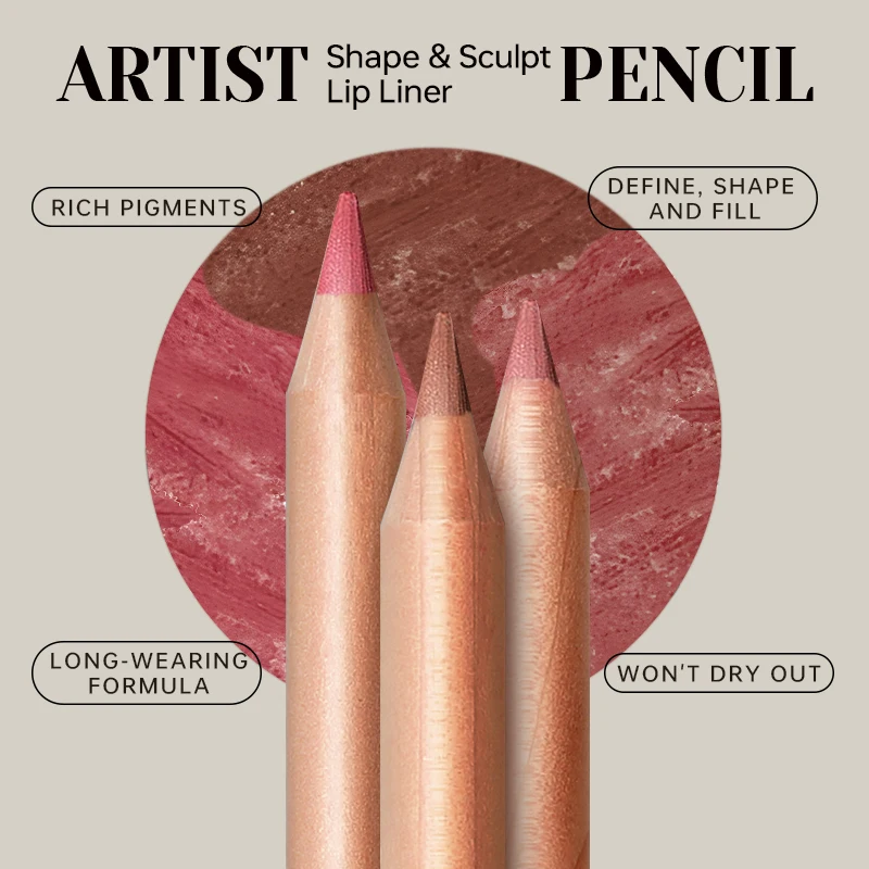 Conjunto de lápis de delineador labial fosco de 6 peças, conjunto de lápis de batom, kit de maquiagem para contorno e definição de lábios, presentes ideais para mulheres