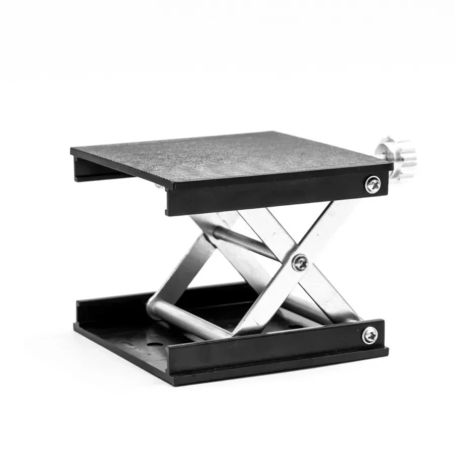 Mesa elevadora de enrutador de aluminio plateado/Negro, plataforma de elevación de grabado para carpintería, soporte de elevación de nivel Spirit, 90x90mm, 1 piezas