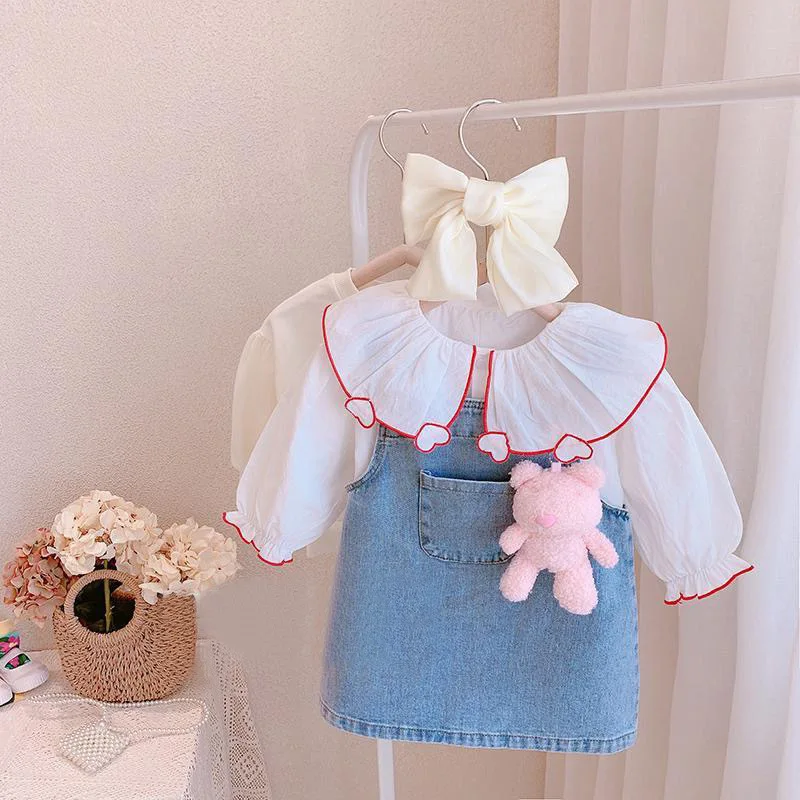 

Girls' Strap Skirt New Girl Baby Cowboy Strap Skirt Children's Summer Casual Shirt Top Children's Clothing