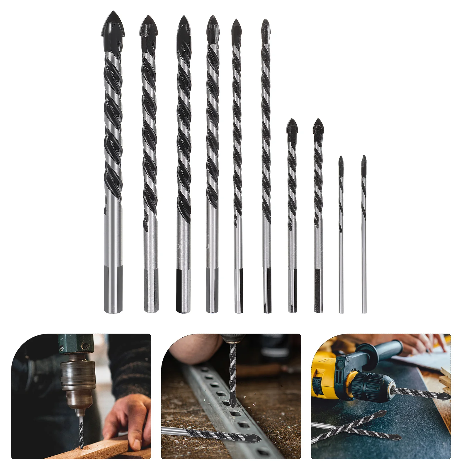 

15Pcs Multifunction Drill Bit Set High Durability Flexible Tile Drill Bit for Concrete Brick Ceramic Marble Wood Glass Plastic