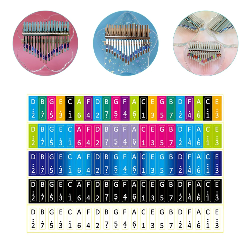 

5 Pcs Kalimba Thumb Piano Note Stickers Accessories for Beginners Safe Soft PVC No Residue Removable Scale Decal