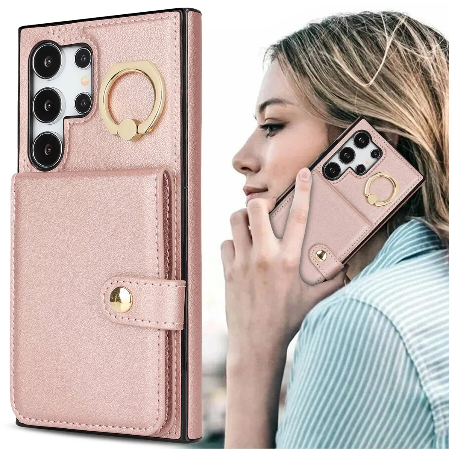 für Samsung Galaxy S26/S25/S24/S23/S22 Ultra/S23 FE/Note 20 Ultra: Handyhülle mit Kartenfach, Flip-Folio-Buch-Design, PU-Leder-Cover. – Detail 8